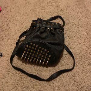 Pebbled Leather Studded Diego Style Bag